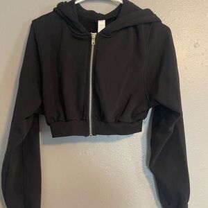Alo Yoga Cropped Zip-Up Hoodie Black | Like New | Women’s S